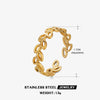 Wholesale Women's Stainless Steel Leaf Geometric Open Adjustable Ring With Electroplating