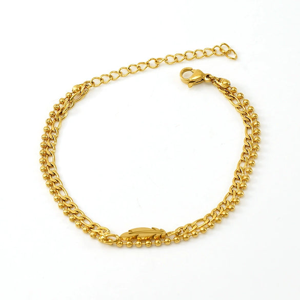 Wholesale Women's Stainless Steel Leaf Pattern Feather Foot Chain