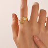 Wholesale Women's Stainless Steel Leaf Ring Opening Adjustable Electroplated Design