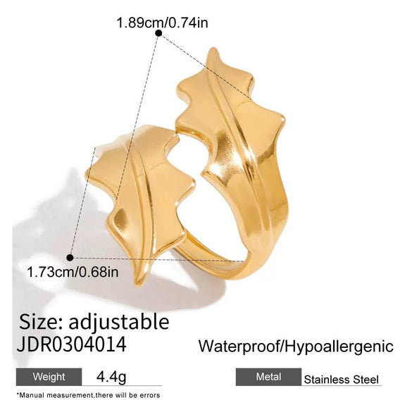 Wholesale Women's Stainless Steel Leaf Shaped Electroplated Ring Jewelry