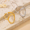 Wholesale Women's Stainless Steel Leaf Shaped Simple Geometric Ring With Electroplating