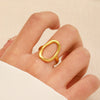 Wholesale Women's Stainless Steel Leaf Shaped Simple Geometric Ring With Electroplating