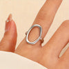 Wholesale Women's Stainless Steel Leaf Shaped Simple Geometric Ring With Electroplating