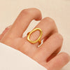 Wholesale Women's Stainless Steel Leaf Shaped Simple Geometric Ring With Electroplating