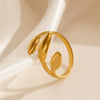 Wholesale Women's Stainless Steel Leaves Ring With 18K Goldplated Electroplating In Ins Style