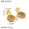 Wholesale Women's Stainless Steel Leopard Geometric Earrings With 18K Vacuum Plated In Furnace Vintage Niche Jewelry