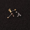 Wholesale Women's Stainless Steel Letter Earrings Microinlaid Zircon
