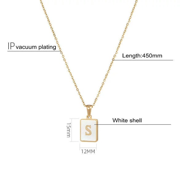 Wholesale Women's Stainless Steel Letter Pendant Necklace With Ball Chain And 18K Gold Electroplating