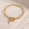 Wholesale Women's Stainless Steel Letter Pendant Ochain Bracelet With 18K Gold Electroplating Jewelry