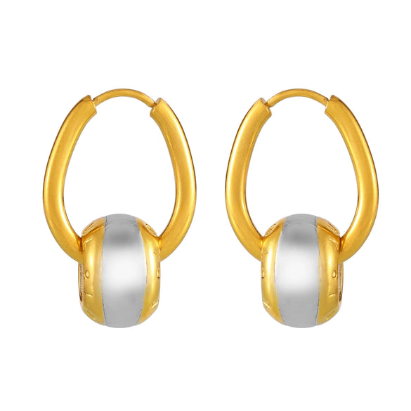 Wholesale Women's 316L Stainless Steel Light Luxury Geometric Electroplated Love Texture Brushed Color Retention Earrings