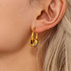Wholesale Women's 316L Stainless Steel Light Luxury Geometric Electroplated Love Texture Brushed Color Retention Earrings
