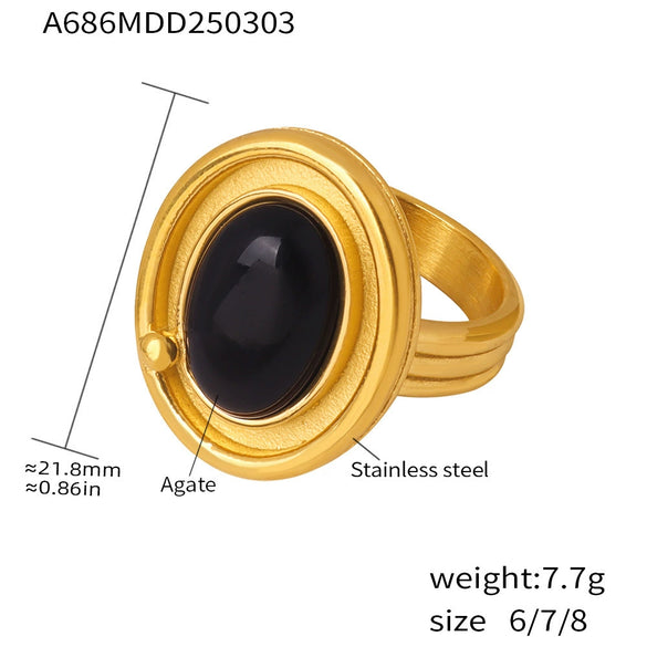 Wholesale Women's 316L Stainless Steel Light Luxury Geometric Inlay Ring With Electroplating