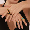 Wholesale Women's 316L Stainless Steel Light Luxury Geometric Inlay Ring With Electroplating