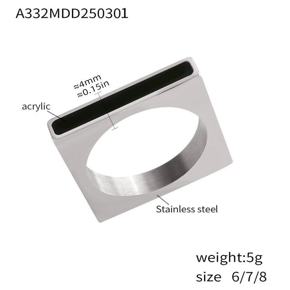 Wholesale Women's 316L Stainless Steel Light Luxury Geometric Inlay Ring With Electroplating