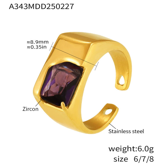 Wholesale Women's 316L Stainless Steel Light Luxury Geometric Inlay Ring With Electroplating