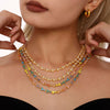 Wholesale Women's 316L Stainless Steel Light Luxury Geometric Triangle Plum Blossom Handmade Chain Plated 18K True Gold Necklace