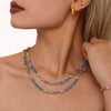 Wholesale Women's 316L Stainless Steel Light Luxury Geometric Triangle Plum Blossom Handmade Chain Plated 18K True Gold Necklace