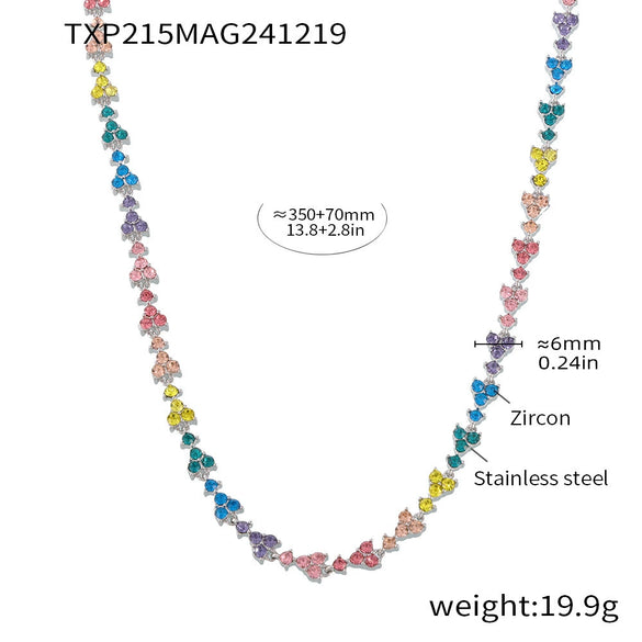 Wholesale Women's 316L Stainless Steel Light Luxury Geometric Triangle Plum Blossom Handmade Chain Plated 18K True Gold Necklace