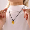 Wholesale Women's 316L Stainless Steel Light Luxury Geometric Water Drops Specialshaped High Polished Texturization Leather Rope Pull Adjusting Sweater Necklace Jewelry