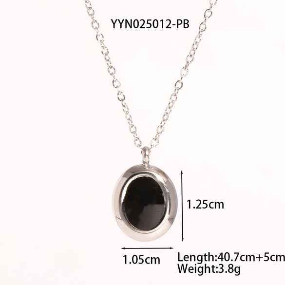 Wholesale Women's Stainless Steel Light Luxury Niche Design Cross Cat Eye Drop Oil Necklace Earrings Suit With Ellipse Pattern And Vacuum Real Gold Electroplating In Pvd Furnace