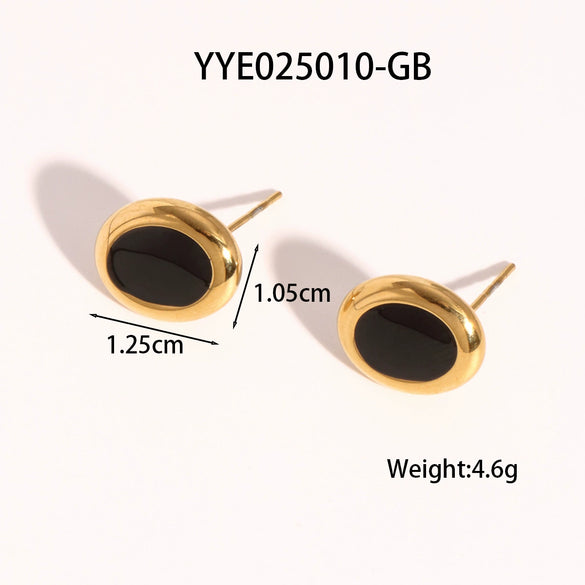 Wholesale Women's Stainless Steel Light Luxury Niche Design Cross Cat Eye Drop Oil Necklace Earrings Suit With Ellipse Pattern And Vacuum Real Gold Electroplating In Pvd Furnace