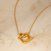 Wholesale Women's Stainless Steel Lip Pendant Necklace With Pearl Geometric Design And Electroplating