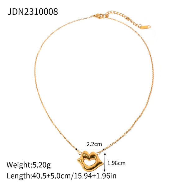 Wholesale Women's Stainless Steel Lip Pendant Necklace With Pearl Geometric Design And Electroplating