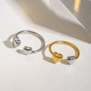 Wholesale Women's Stainless Steel Love Adjustable Opening Ring Jewelry With Geometric Pattern And Electroplating Treatment