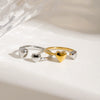 Wholesale Women's Stainless Steel Love Adjustable Opening Ring Jewelry With Geometric Pattern And Electroplating Treatment