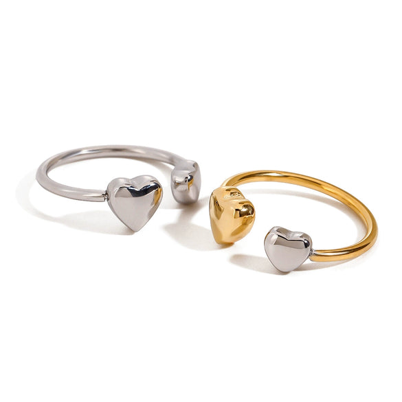 Wholesale Women's Stainless Steel Love Adjustable Opening Ring Jewelry With Geometric Pattern And Electroplating Treatment