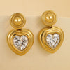 Wholesale Women's Stainless Steel Love Earrings With Heart Shape And Geometric Pattern Electroplated