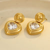 Wholesale Women's Stainless Steel Love Earrings With Heart Shape And Geometric Pattern Electroplated