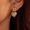 Wholesale Women's Stainless Steel Love Earrings With Heart Shape And Geometric Pattern Electroplated