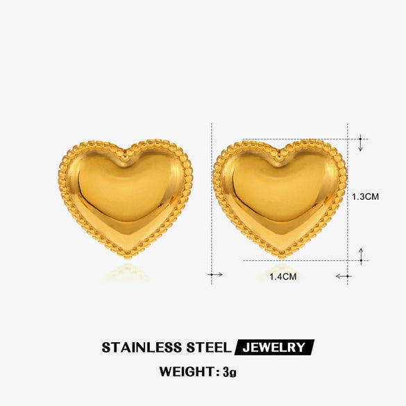 Wholesale Women's Stainless Steel Love Earrings With Peach Heart Shape And 18K Gold Plated Electroplating