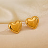 Wholesale Women's Stainless Steel Love Earrings With Peach Heart Shape And 18K Gold Plated Electroplating