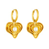 Wholesale Women's Stainless Steel Love Pearl Pendant Earrings Retro Style Gold Plated Heart Shape