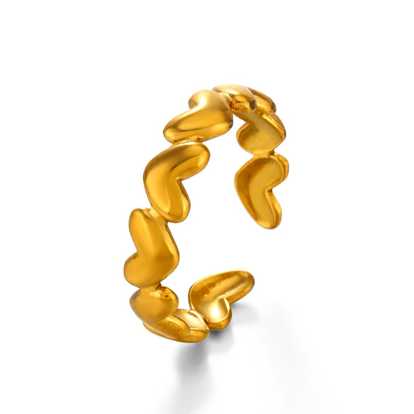 Wholesale Women's Stainless Steel Love Ring With Heart Shape 18K Goldplated