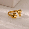 Wholesale Women's Stainless Steel Love Shaped Geometric Ring With Electroplating