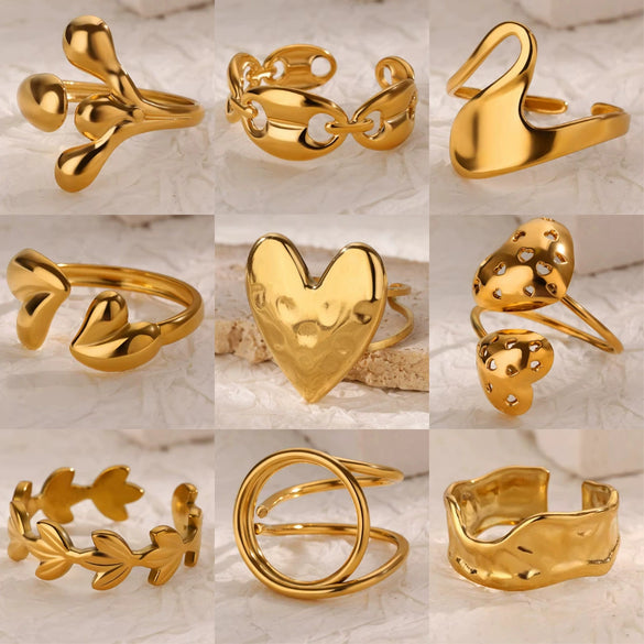 Wholesale Women's Stainless Steel Love Shaped Geometric Ring With Electroplating