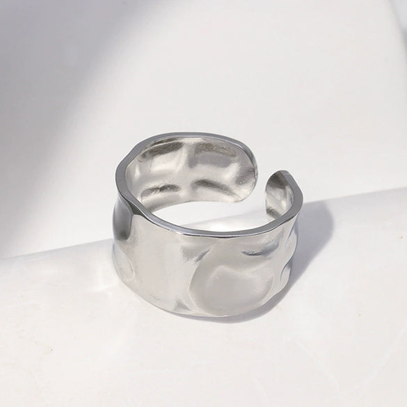 Wholesale Women's Stainless Steel Loveshaped Leaves Pattern Open Ring