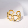 Wholesale Women's Stainless Steel Loveshaped Leaves Pattern Open Ring