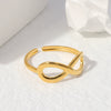 Wholesale Women's Stainless Steel Loveshaped Leaves Pattern Open Ring