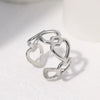 Wholesale Women's Stainless Steel Loveshaped Leaves Pattern Open Ring