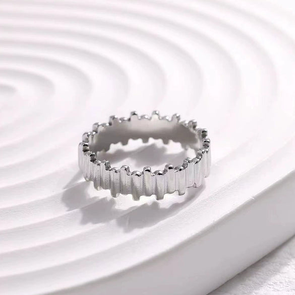Wholesale Women's Stainless Steel Loveshaped Leaves Pattern Open Ring