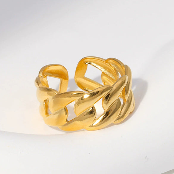 Wholesale Women's Stainless Steel Loveshaped Leaves Pattern Open Ring