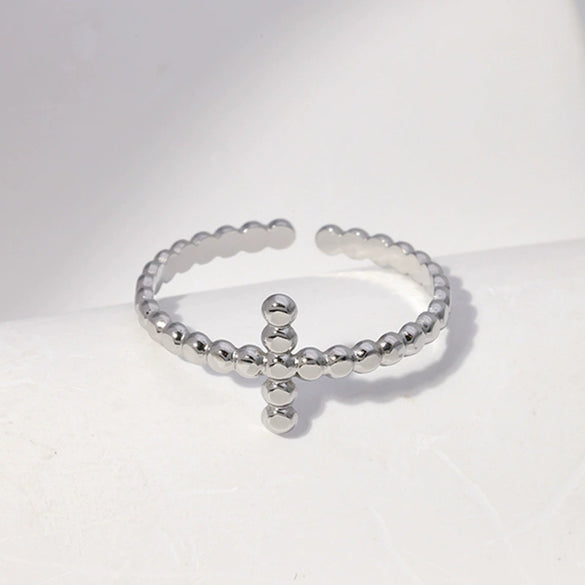 Wholesale Women's Stainless Steel Loveshaped Leaves Pattern Open Ring