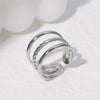 Wholesale Women's Stainless Steel Loveshaped Leaves Pattern Open Ring