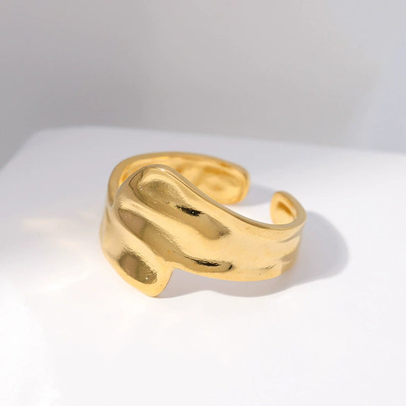 Wholesale Women's Stainless Steel Loveshaped Leaves Pattern Open Ring