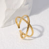 Wholesale Women's Stainless Steel Loveshaped Leaves Pattern Open Ring