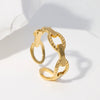 Wholesale Women's Stainless Steel Loveshaped Leaves Pattern Open Ring